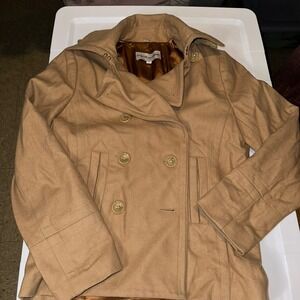 Steve Madden Women's Pea Coat Y2K Vintage Camel Tan Sz M FLAW